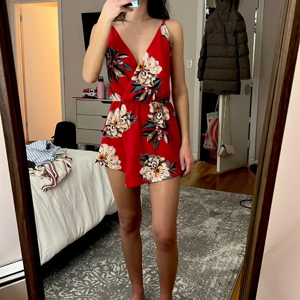 Revolve floral romper dress